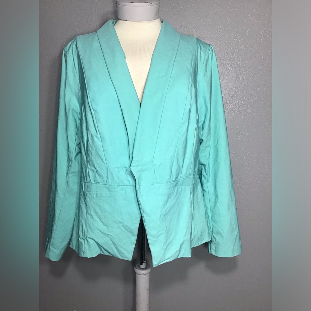 TORRID BLAZER JACKET SIZE 4 Light Green Open Front Women’s Stretch Lined